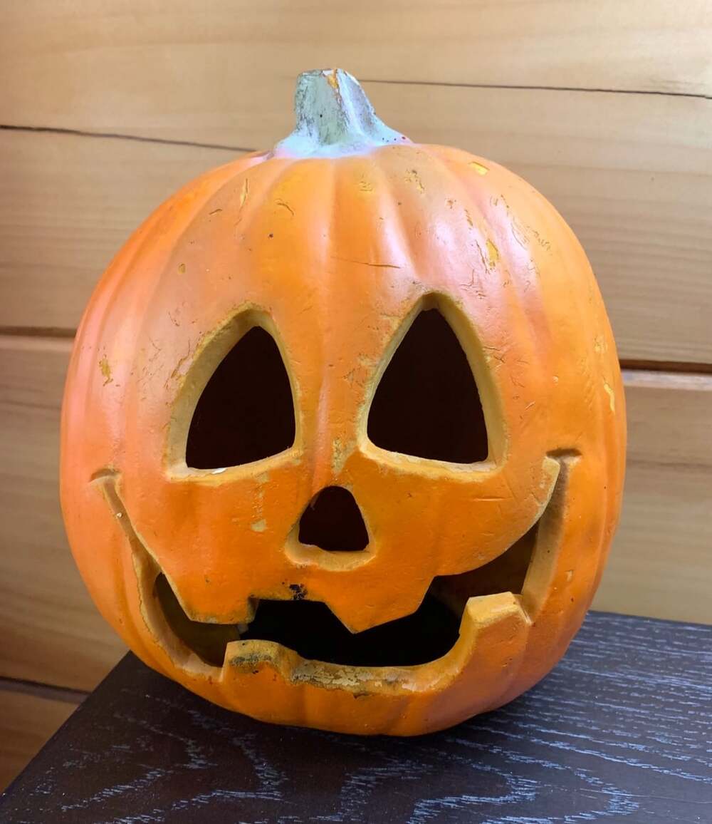 Vintage Spooky 1995 Trendmasters Foam Pumpkin Jack O Lantern 8" Halloween
